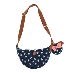 Minnie Mouse Denim-like Crossbody W/ Coin Purse